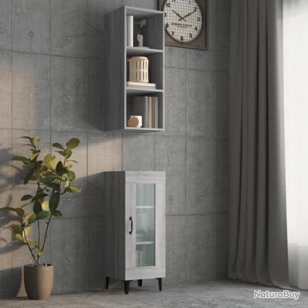 Armoire murale Sonoma gris 32,5x34,5x90 cm Bois d'ingnierie