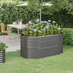 Jardinière de jardin Acier enduit de poudre 152x80x68 cm Gris