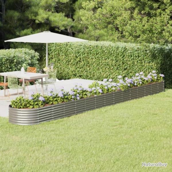 Jardinire de jardin Acier enduit de poudre 620x80x36cm Argent