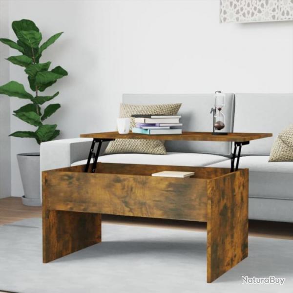 Table basse Chne fum 80x50,5x41,5 cm Bois d'ingnierie