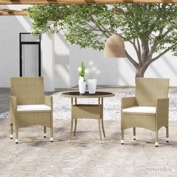 Ensemble de salle  manger de jardin 3 pcs Rsine tresse Beige