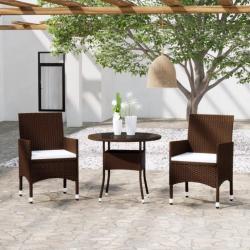 Mobilier à dîner de jardin 3 pcs Résine tressée Marron