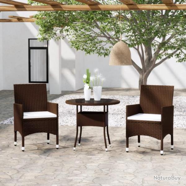 Mobilier  dner de jardin 3 pcs Rsine tresse Marron