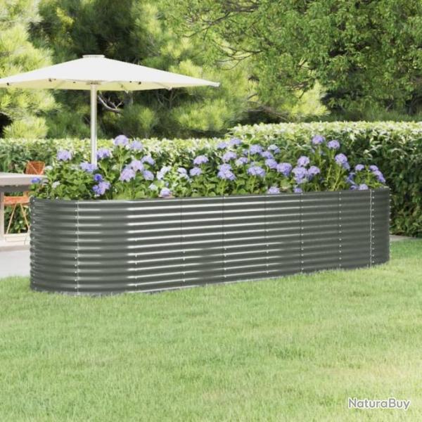 Jardinire de jardin Acier enduit de poudre 322x100x68 cm Gris