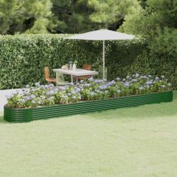 Jardinière de jardin Acier enduit de poudre 544x100x36 cm Vert