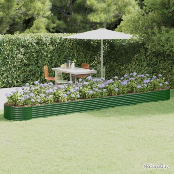 Jardinire de jardin Acier enduit de poudre 544x100x36 cm Vert