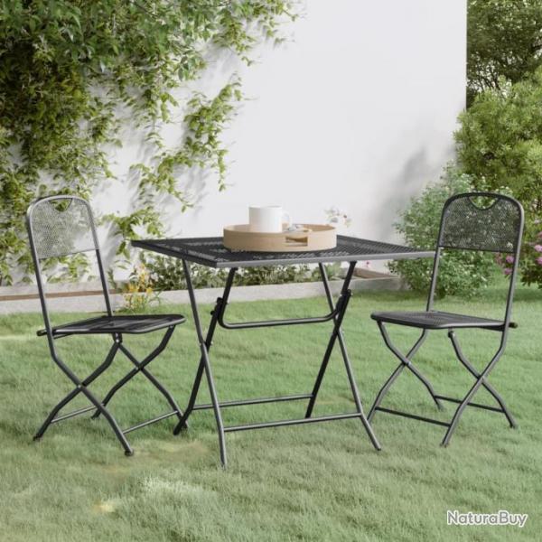 Mobilier  dner de jardin 3 pcs Maille Mtal Anthracite