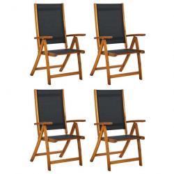 Chaises de jardin pliantes 4 pcs Bois d'acacia massif Textilène