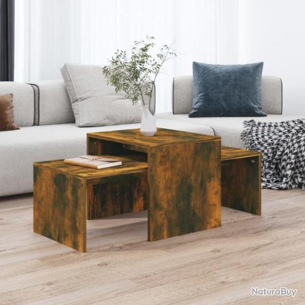 Ensemble table basse Chne fum 100x48x40 cm Bois d'ingnierie