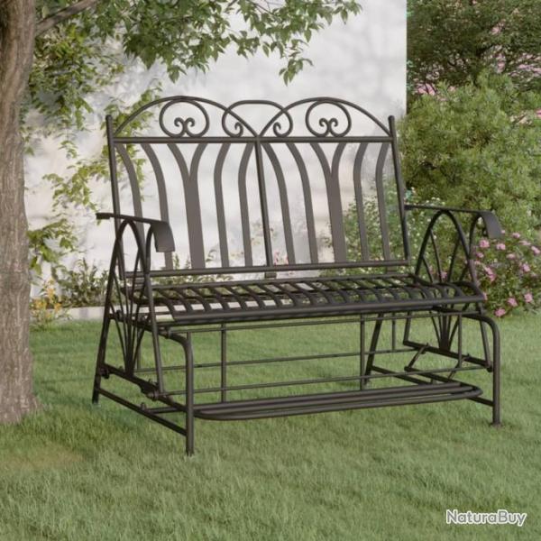 Banc coulissant 2 places 114 cm Noir Acier