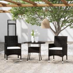 Mobilier à dîner de jardin 3 pcs Résine tressée Noir