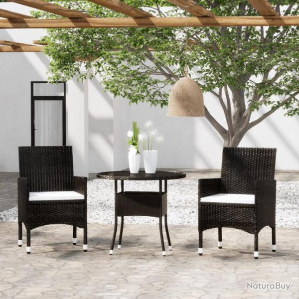 Mobilier  dner de jardin 3 pcs Rsine tresse Noir