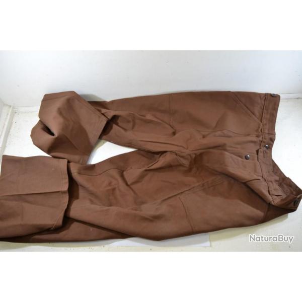 Pantalon de travail SANFOR annes 1950. Marron 100 coton taille 52. Vintage bourgeron style WW2 WW1