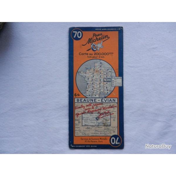 ancienne carte vintage Michelin n 70 Beaune-Evian