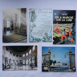lot de 5 cartes postales diverses-Tintin-Nancy place Stanislas-châteaux de la Loire-signe poissons