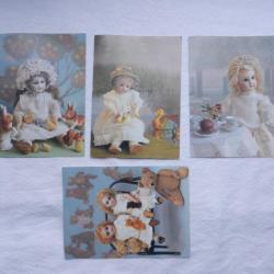 lot de 4 cartes postales neuves thème poupées Jumeau - Rabery & Delphieu - Kestner