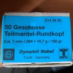 Ogives RWS GECO Teilmantel 7mm .284 10,7g 165gr Soft point 1/2 Blindée