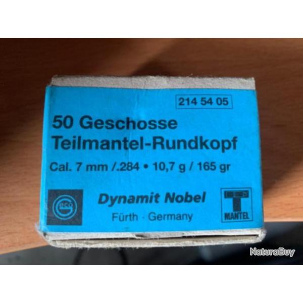 Ogives RWS GECO Teilmantel 7mm .284 10,7g 165gr Soft point 1/2 Blinde