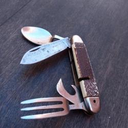 Ancien Couteau Multifonction Fourchette Couteau  Cuillère ouvre boîte STAG IRLANDE