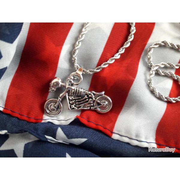 BIKER AMRICAIN HARLEY DAVIDSON INDIAN MOTORCYCLE BIJOUX MIXTE + Chaine ??