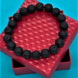 Bracelet pierre de lave perles 10 mm avec écrin