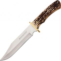 Couteau Winchester Bowie Manche Façon Stag Lame Acier Inox Etui Nylon WN6220060W