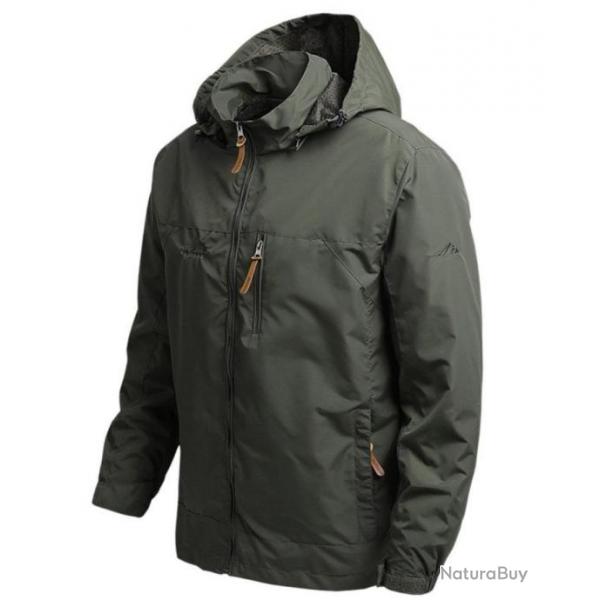 Veste tanche  capuche, coupe vent chasse pche OUTDOOR coloris VERT ...LIVRAISON OFFERTE