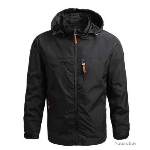 Veste tanche  capuche, coupe vent chasse pche OUTDOOR coloris NOIR ...LIVRAISON OFFERTE