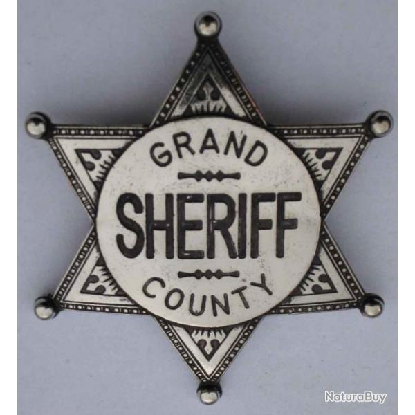 BROCHE ETOILE SHERIFF - GRAND COUNTY - USA POLICE - GRIS Ref.13G