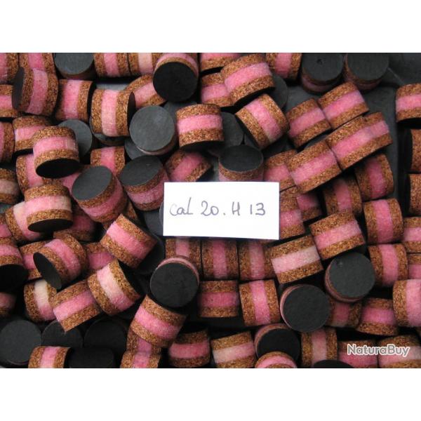 Bourres  cal  20  1re  qualit  lige  feutre  rose  et  lige  hauteur  13 mm