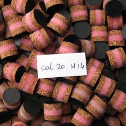 Bourres  cal  20  1ère  qualité  liège  feutre  rose  et  liège  hauteur  14 mm