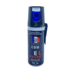 Bombe lacrymogène GEL POIVRE 50ml sécurité et attache ceinture CBM (fabriqué en France)