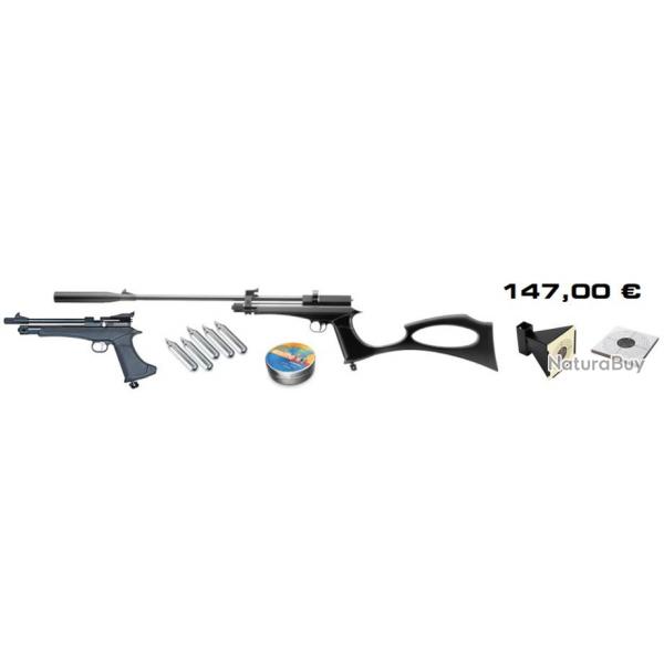 Pack Pistolet et Carabine Artemis/Zasdar CP2 Co2 multi-coups Cal. 4,5 mm