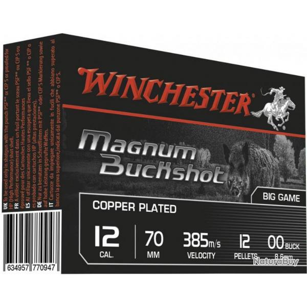 Chevrotines Winchester Buckshot Magnum copper plate Cal.12/70 45g 12 grains par 25