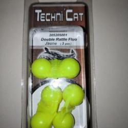 LOT DE 4 DOUBLES RATTLES TECHNI'CARPE JAUNE FLUO 3 pièces