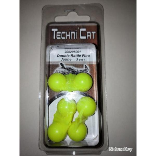 LOT DE 4 DOUBLES RATTLES TECHNI'CARPE JAUNE FLUO 3 pices