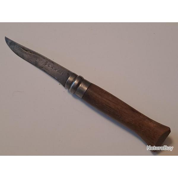 Ancien Opinel N8, main  2 traits couronne lame use, 11/19cm, belle patine
