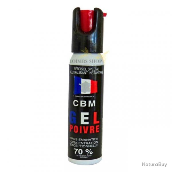 Bombe lacrymogne GEL POIVRE OC 25ml scurit 1/4 de tour - CBM (fabriqu en France)