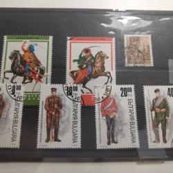 Lot 7 timbres soldats Bulgarie Hongrie.