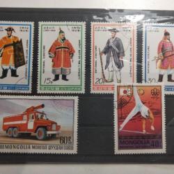 Lot 6 timbres soldats coréens et autres Mongol.