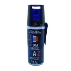 Bombe lacrymogène GAZ CS 50ml sécurité et attache ceinture CBM (fabriqué en France)