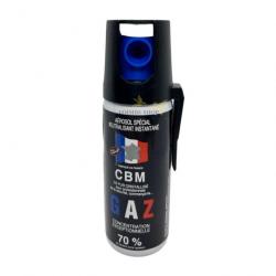 Bombe lacrymogène GAZ CS 50ml avec attache ceinture CBM (fabriqué en France)