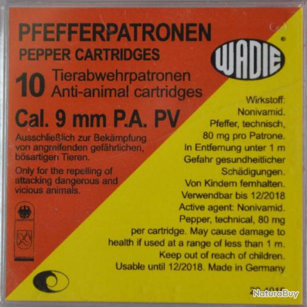 WADIE - CARTOUCHES 9MM PA PV PEPPER A GAZ X10