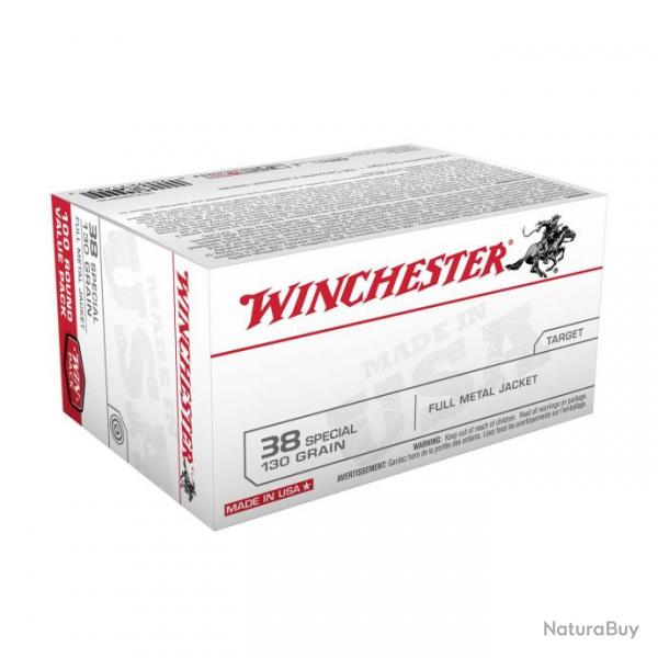 WINCHESTER - BALLES 38SP PI USA 130GR FMJ X100