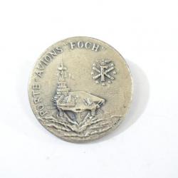 Médaille FOCH Porte Avions, rondache argentée, 35 mm, navire. FIA Lyon Edit. Marine Nationale