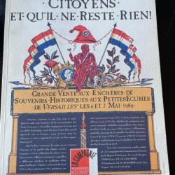 Catalogue de la vente aux Petites Ecuries du Roi en 1989 à Versailles