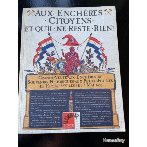 Catalogue de la vente aux Petites Ecuries du Roi en 1989  Versailles