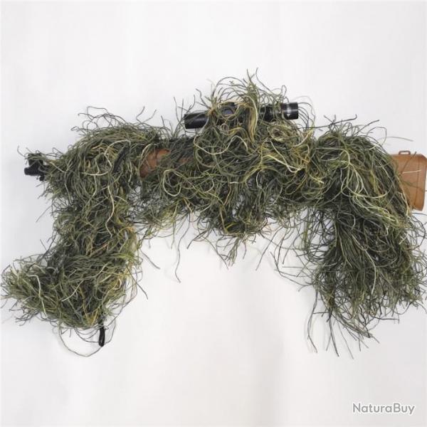 Corde Elastique Enveloppante Camouflage Fusil / Carabine Type Ghillie Chasse Afft Airsoft