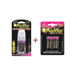Pack 6 piles AAA HR03 rechargeables sous blister et chargeur de piles AAA et AA - KeeWee Energies