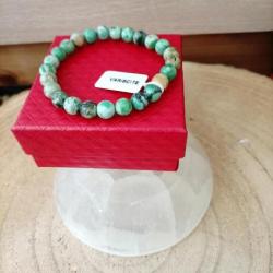 Bracelet  pierre Variscite perles 7 mm avec écrin